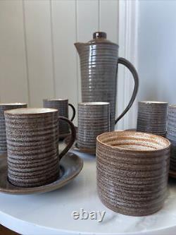 Ensemble de café vintage 6 tasses céramique Prima du milieu du siècle Folkestone Marc Goldberger