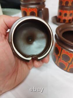 Ensemble de café vintage Arthur Wood, 15 pièces, années 1970, motif iconique orange/marron