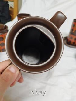 Ensemble de café vintage Arthur Wood, 15 pièces, années 1970, motif iconique orange/marron