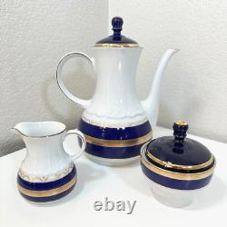 Ensemble de café vintage Bareuther Waldsassen Bavière Allemagne 3 pièces bleu cobalt or Ensemble de café vintage Bareuther Waldsassen Bavière Allemagne 3 pièces bleu cobalt or