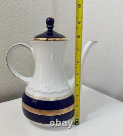 Ensemble de café vintage Bareuther Waldsassen Bavière Allemagne 3 pièces bleu cobalt or