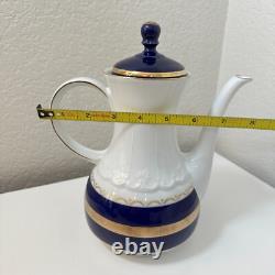 Ensemble de café vintage Bareuther Waldsassen Bavière Allemagne 3 pièces bleu cobalt or