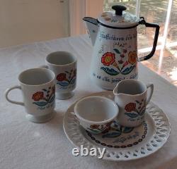 Ensemble de café vintage Berggren : pot, tasses, crémière, sucrier et assiette, 6 pièces À LIRE