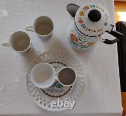 Ensemble de café vintage Berggren : pot, tasses, crémière, sucrier et assiette, 6 pièces À LIRE