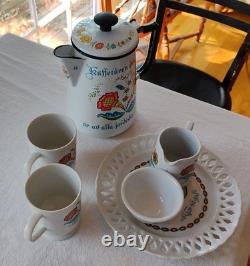 Ensemble de café vintage Berggren : pot, tasses, crémière, sucrier et assiette, 6 pièces À LIRE
