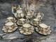 Ensemble De Café Vintage Capodimonte De 15 Pièces Fabriqué En Italie Avec Des Accents Dorés