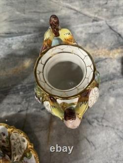 Ensemble de café vintage Capodimonte de 15 pièces fabriqué en Italie avec des accents dorés