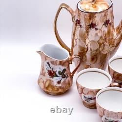 Ensemble de café vintage Chodziez en porcelaine avec décor de roses fabriqué en Pologne