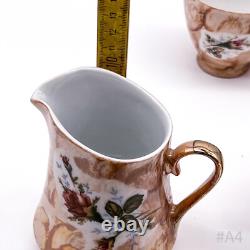 Ensemble de café vintage Chodziez en porcelaine avec décor de roses fabriqué en Pologne