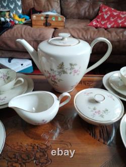 Ensemble de café vintage Hutschenreuther Favorit Bavière Allemagne floral avec finition dorée B5