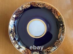 Ensemble de café vintage LFZ en porcelaine bleu cobalt et or pour 6 personnes