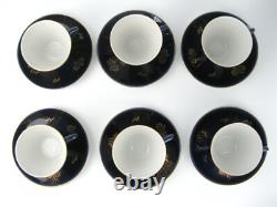 Ensemble de café vintage LOMONOSOV LFZ en porcelaine cobalt, fabriqué en Russie soviétique, URSS