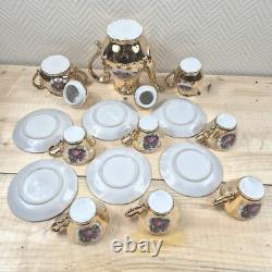 Ensemble de café vintage Limoges paysage Pot Sucre Crémier Tasses à café Porcelaine Ensemble de café vintage Limoges paysage Pot Sucre Crémier Tasses à café Porcelaine