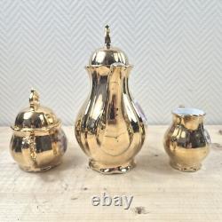 Ensemble de café vintage Limoges paysage Pot Sucre Crémier Tasses à café Porcelaine