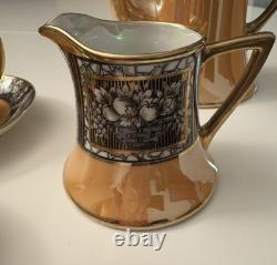 Ensemble de café vintage Noritake en porcelaine de bone china 9 pièces en parfait état avec lustre.