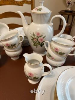Ensemble de café vintage Rare Royal Tettau Bavière Allemagne Roses roses