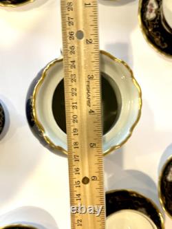 Ensemble de café vintage Reichenbach Echt Kobalt Marine/floral/or en 6 personnes GDR 15 pièces