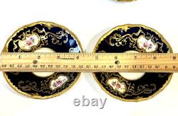 Ensemble de café vintage Reichenbach Echt Kobalt Marine/floral/or en 6 personnes GDR 15 pièces