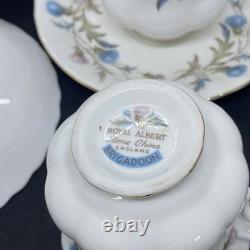 Ensemble de café vintage Royal Albert Brigadoon, magnifique design de chardon 15 pièces