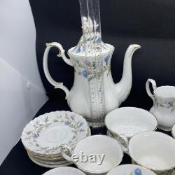Ensemble de café vintage Royal Albert Brigadoon, magnifique design de chardon 15 pièces