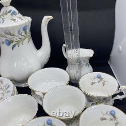 Ensemble de café vintage Royal Albert Brigadoon, magnifique design de chardon 15 pièces