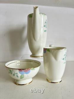 Ensemble de café vintage Royal Doulton motif Nerissa Art Déco pastels en très bon état