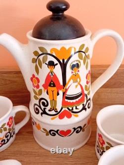 Ensemble de café vintage Sadler - Angleterre - Cafetière - Lait - Sucre - 4 tasses