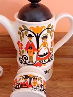 Ensemble de café vintage Sadler - Angleterre - Cafetière - Lait - Sucre - 4 tasses