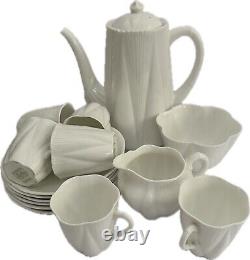 Ensemble de café vintage Shelley White Dainty de 15 pièces 272101 en fine porcelaine d'Angleterre