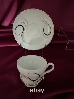 Ensemble de café vintage Shelley noir et blanc des années 1950/60 - 15 pièces