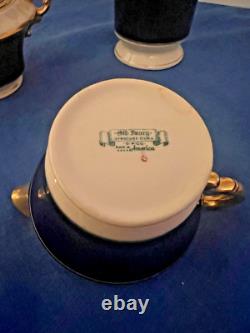 Ensemble de café vintage Syracuse Queen Anne en cobalt et ivoire SANS DÉFAUTS