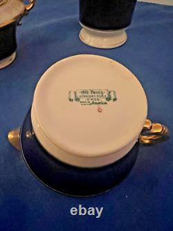 Ensemble de café vintage Syracuse Queen Anne en cobalt et ivoire SANS DÉFAUTS