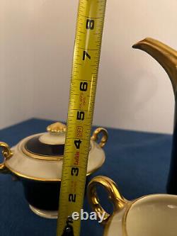 Ensemble de café vintage Syracuse Queen Anne en cobalt et ivoire SANS DÉFAUTS