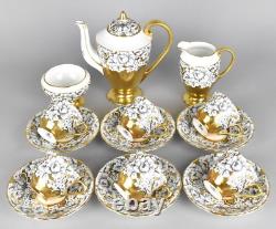 Ensemble de café vintage Victoria Cartwright & Edwards au design Pivoine, Noir et Or