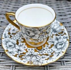 Ensemble de café vintage Victoria Cartwright & Edwards au design Pivoine, Noir et Or