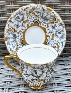 Ensemble de café vintage Victoria Cartwright & Edwards au design Pivoine, Noir et Or
