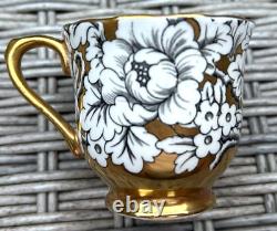 Ensemble de café vintage Victoria Cartwright & Edwards au design Pivoine, Noir et Or