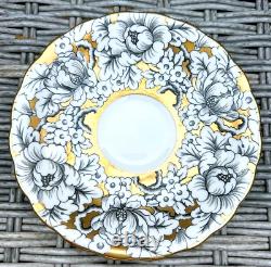 Ensemble de café vintage Victoria Cartwright & Edwards au design Pivoine, Noir et Or