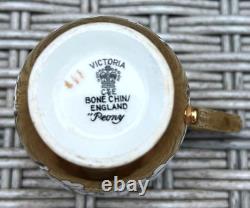 Ensemble de café vintage Victoria Cartwright & Edwards au design Pivoine, Noir et Or