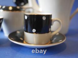 Ensemble de café vintage à pois noirs et blancs pour 4 personnes Crownford