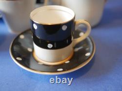 Ensemble de café vintage à pois noirs et blancs pour 4 personnes Crownford