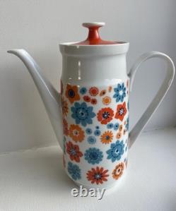 Ensemble de café vintage années 1960 Flower Power 5 tasses et soucoupes rétro