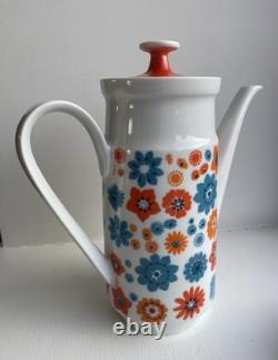 Ensemble de café vintage années 1960 Flower Power 5 tasses et soucoupes rétro