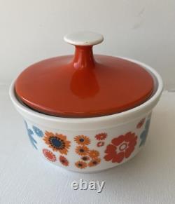 Ensemble de café vintage années 1960 Flower Power 5 tasses et soucoupes rétro