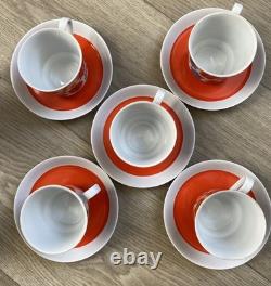 Ensemble de café vintage années 1960 Flower Power 5 tasses et soucoupes rétro