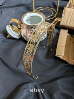 Ensemble de café vintage de 14 pièces avec support en chrome, Collection Or Yamasen, Royal