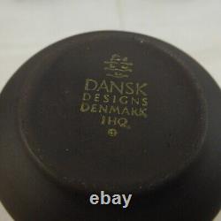 Ensemble de café vintage de 18 pièces Dansk Flamestone marron avec cafetière, crémier et tasse et sous-tasse.