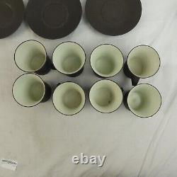 Ensemble de café vintage de 18 pièces Dansk Flamestone marron avec cafetière, crémier et tasse et sous-tasse.