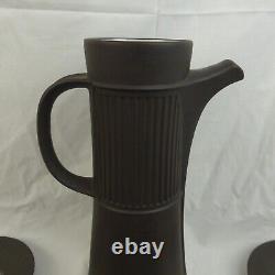 Ensemble de café vintage de 18 pièces Dansk Flamestone marron avec cafetière, crémier et tasse et sous-tasse.
