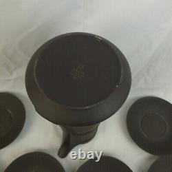 Ensemble de café vintage de 18 pièces Dansk Flamestone marron avec cafetière, crémier et tasse et sous-tasse.